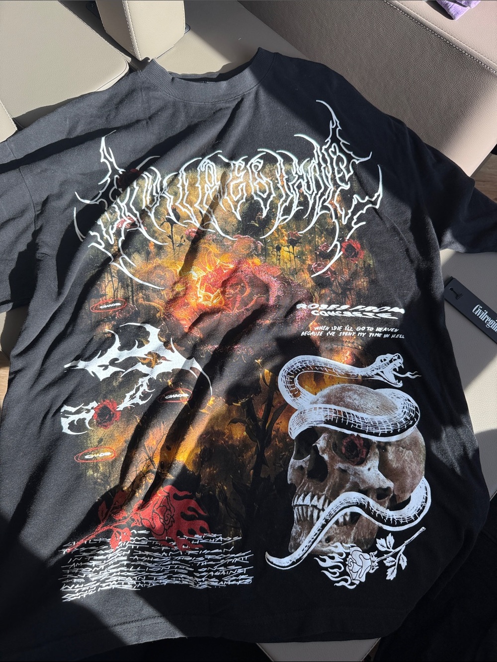 Civil Regime Black Graphic Skull & Snake T-Shirt